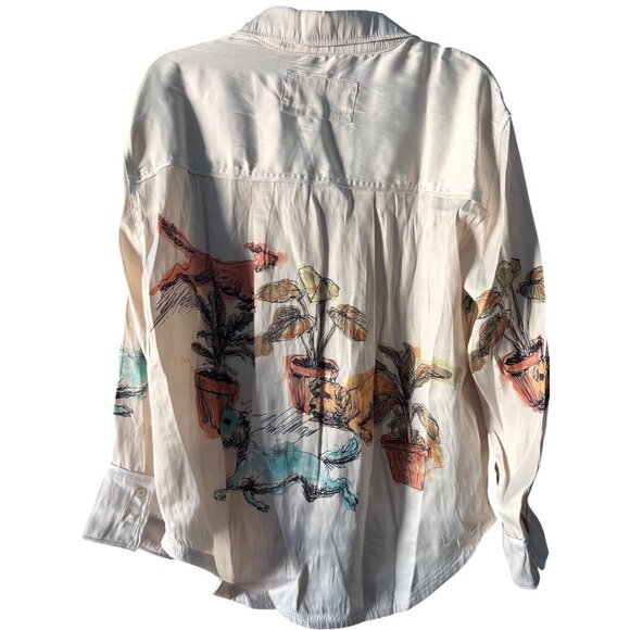 We The Free Watercolor Animal Print Button Down Size Small New With Tags - Picture 10 of 16